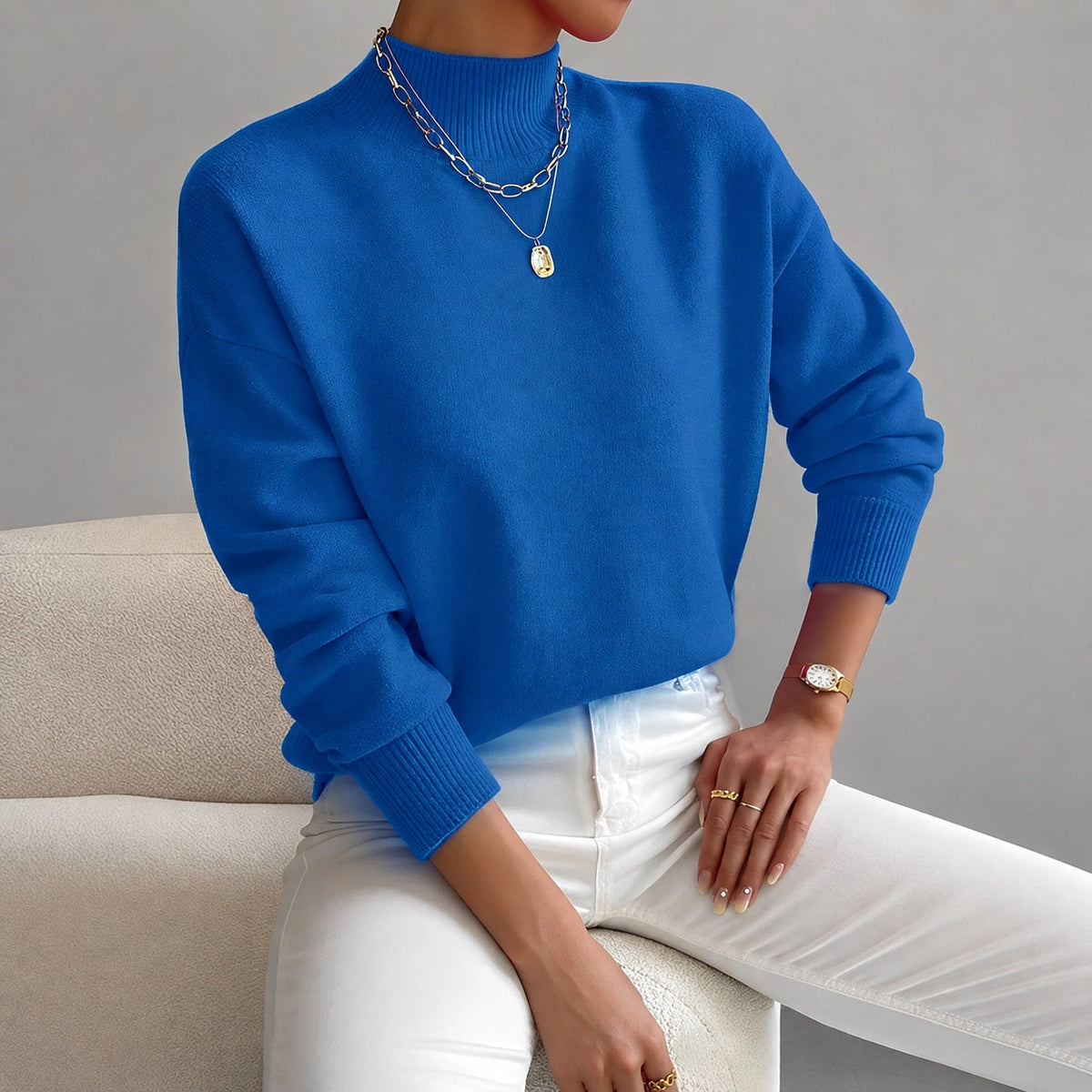 Roxana - Stylový svetr s polovičním límcem pro ženy