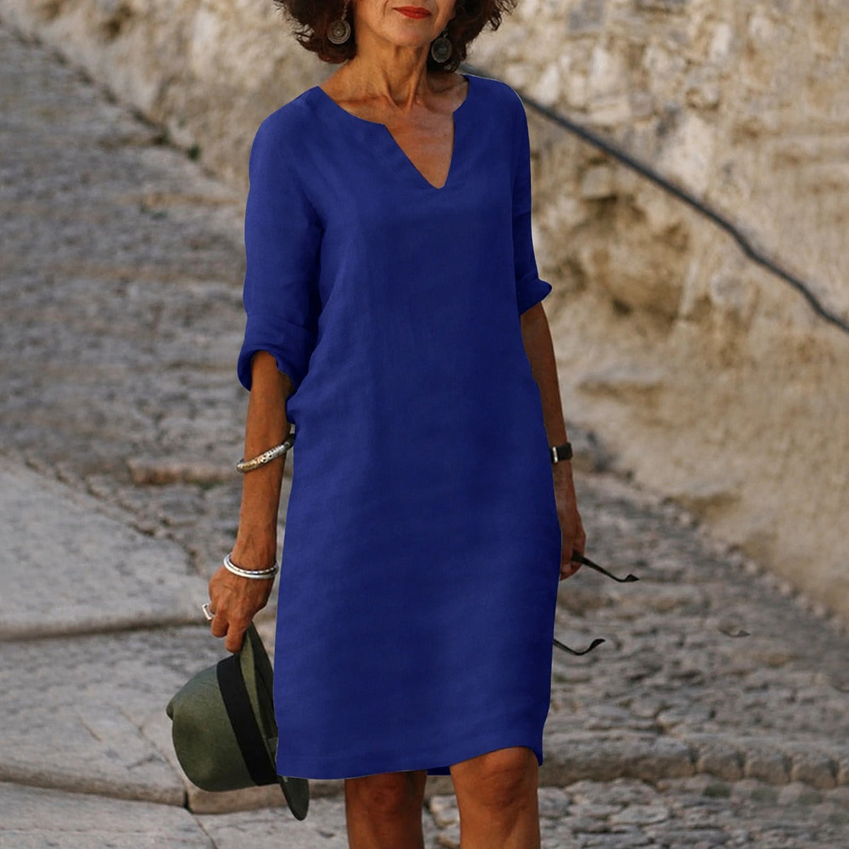 Sara - Elegantní, jednobarevné šaty