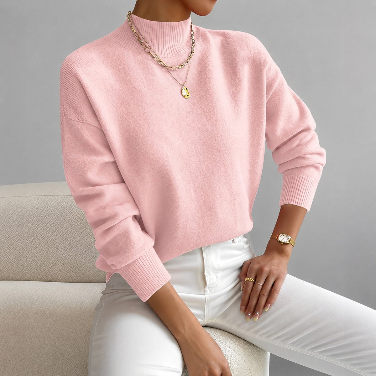 Roxana - Stylový svetr s polovičním límcem pro ženy