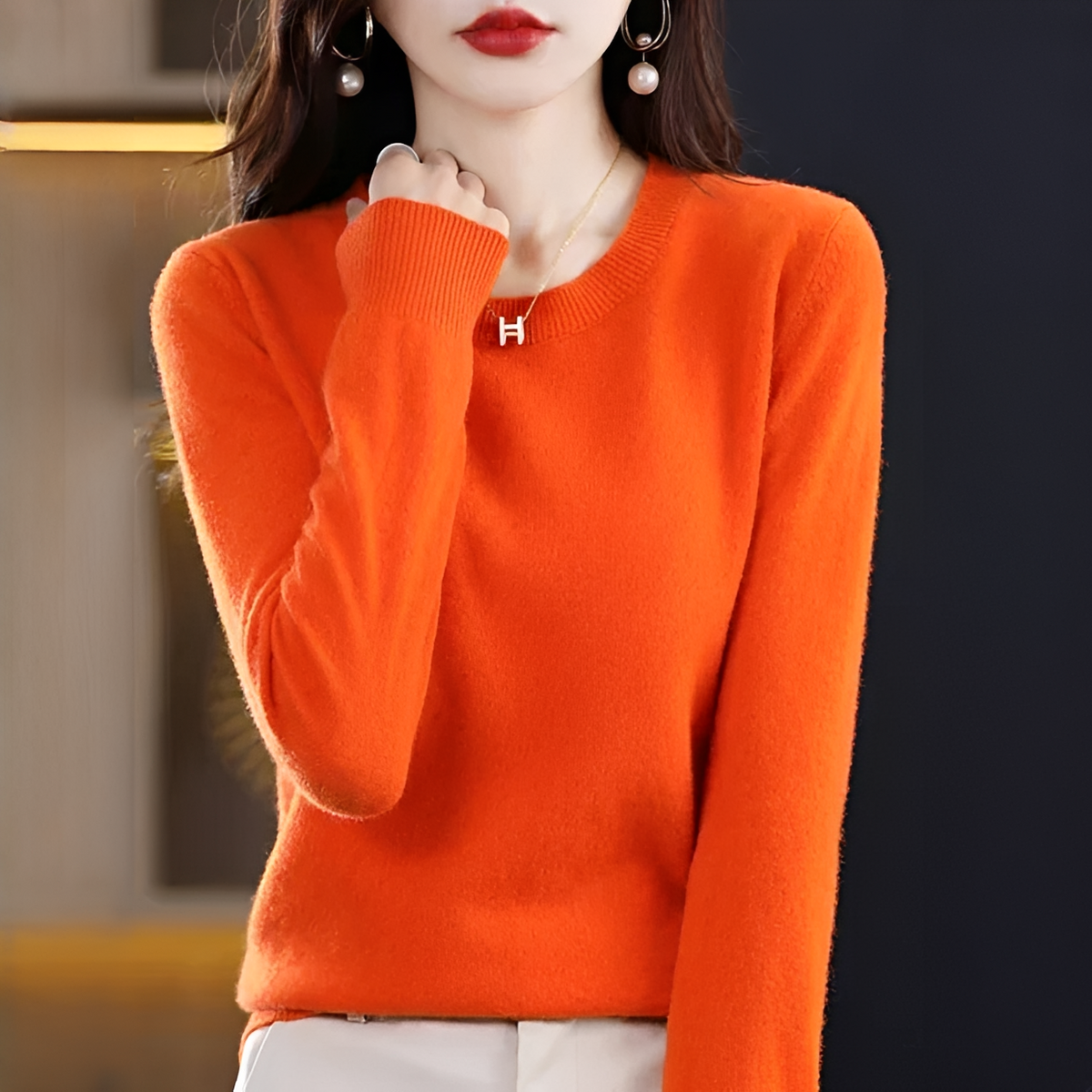 Shynna - Elegantní a měkký svetr s kulatým výstřihem