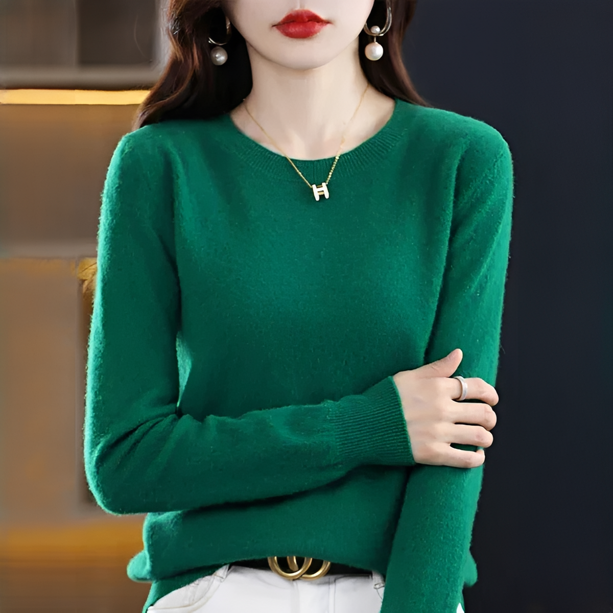 Shynna - Elegantní a měkký svetr s kulatým výstřihem