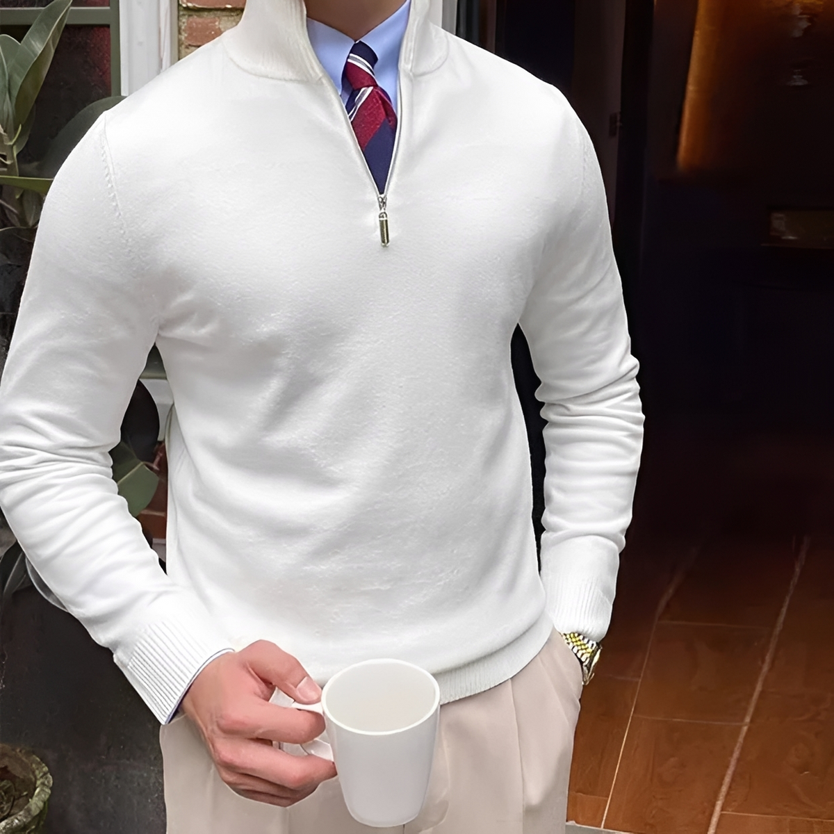 Sean - Teplý svetr s polovičním zipem