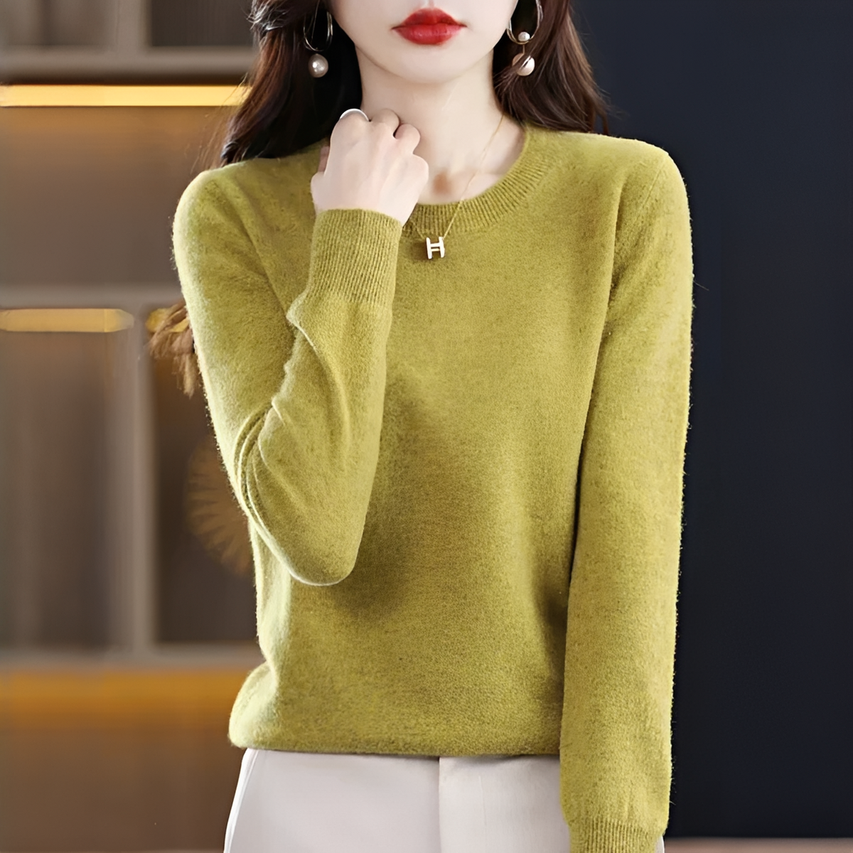 Shynna - Elegantní a měkký svetr s kulatým výstřihem