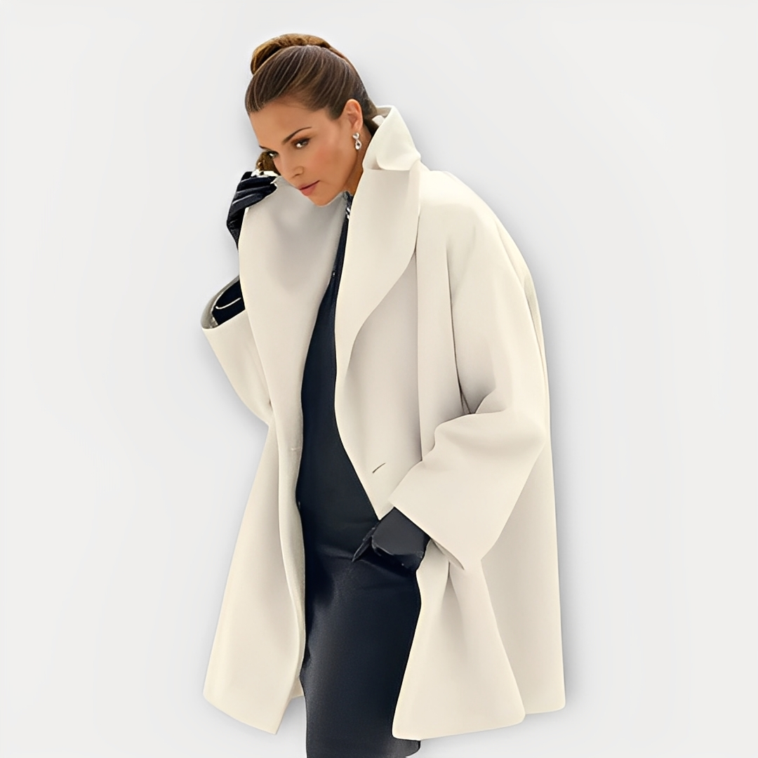 Laurette - Dámský zimní oversize kabát s širokým límcem