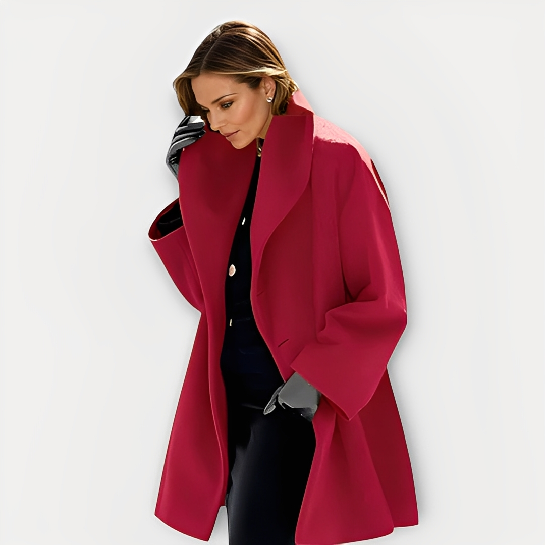 Laurette - Dámský zimní oversize kabát s širokým límcem