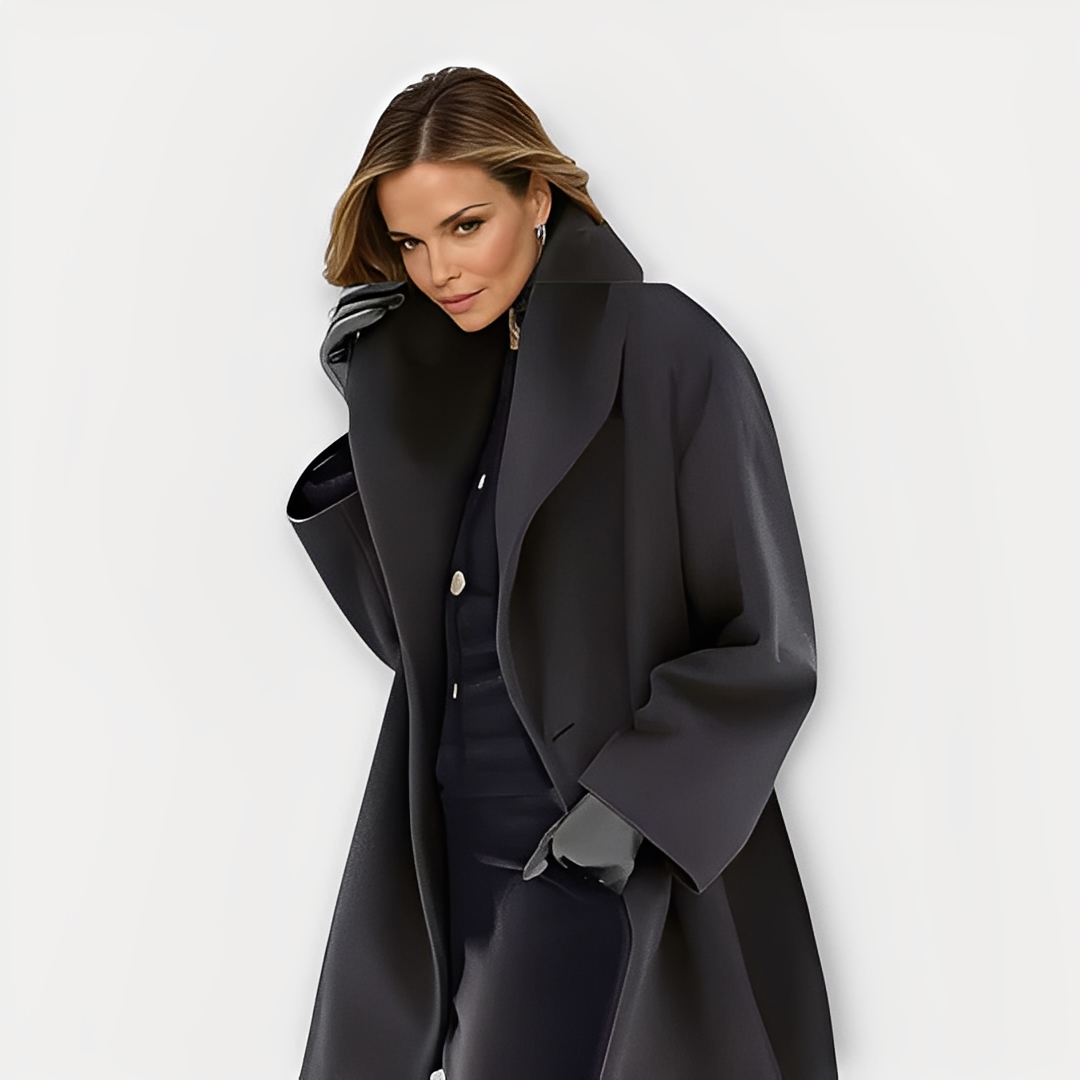 Laurette - Dámský zimní oversize kabát s širokým límcem