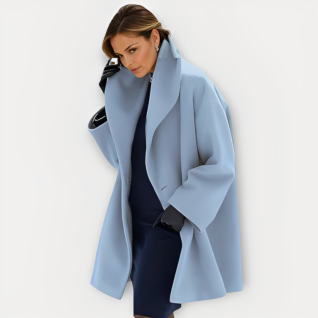 Laurette - Dámský zimní oversize kabát s širokým límcem