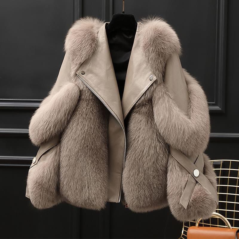 Dámská bunda s oversized límcem a zipem úzký střih