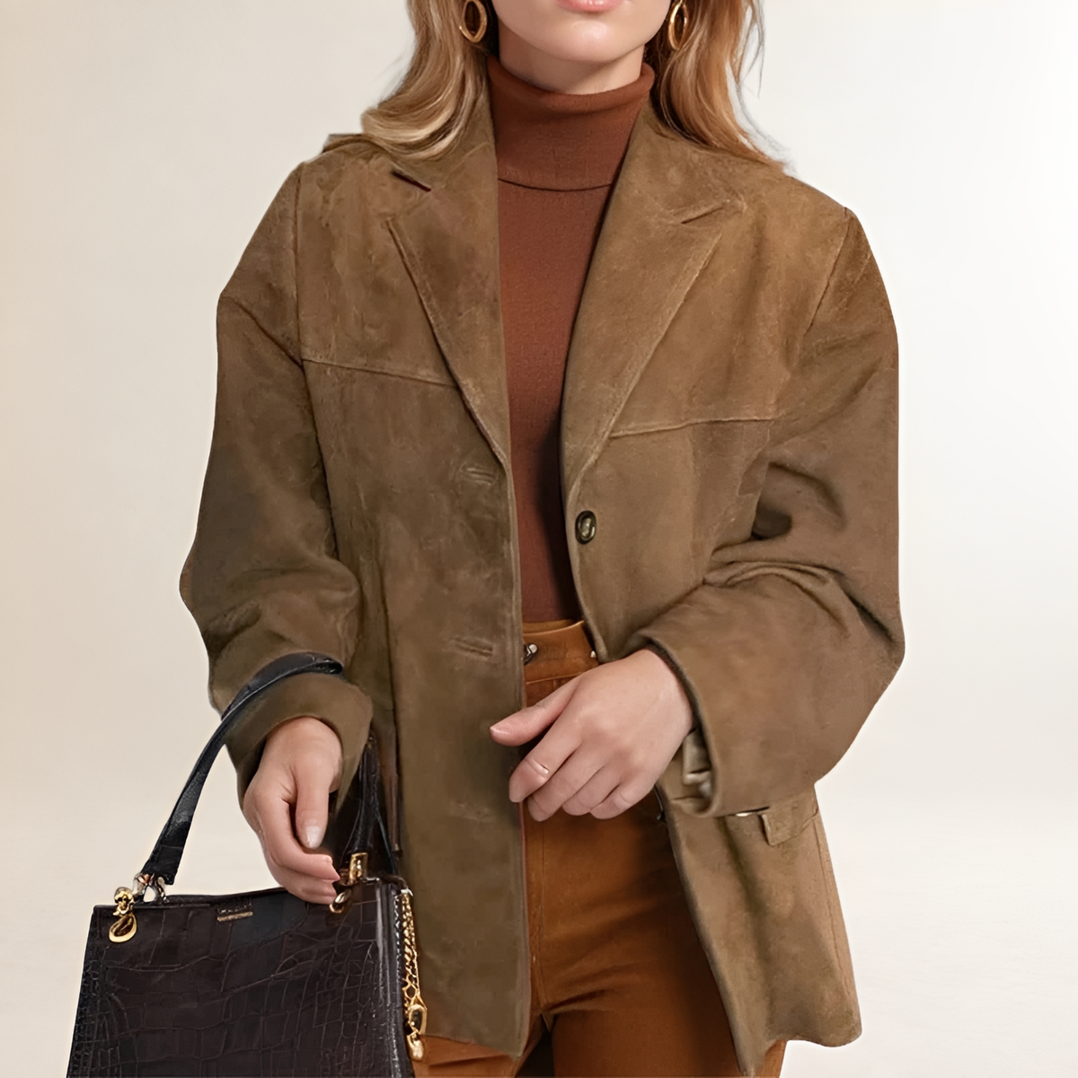 Ženská oversized blazer s knoflíkovým zapínáním a strukturovaným tvarem