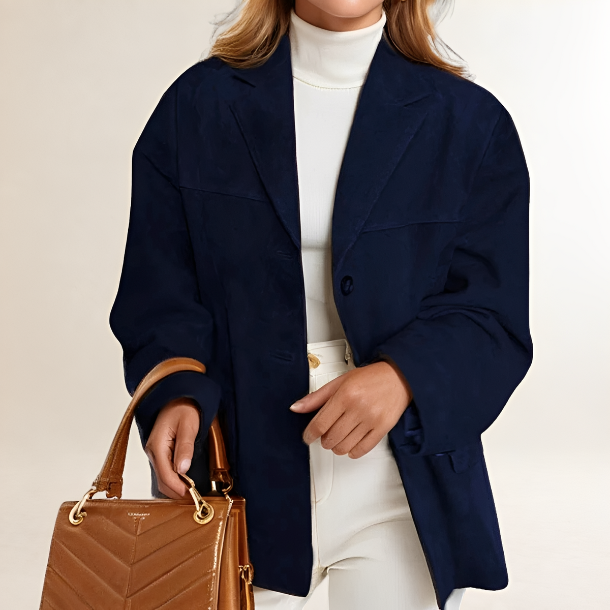 Ženská oversized blazer s knoflíkovým zapínáním a strukturovaným tvarem