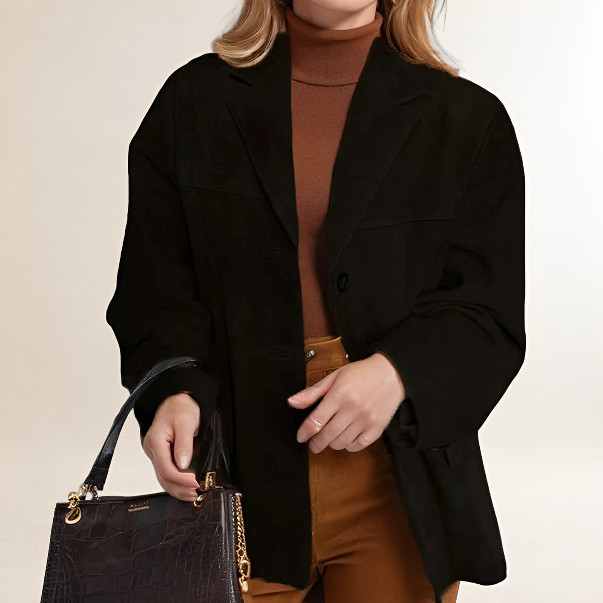 Ženská oversized blazer s knoflíkovým zapínáním a strukturovaným tvarem
