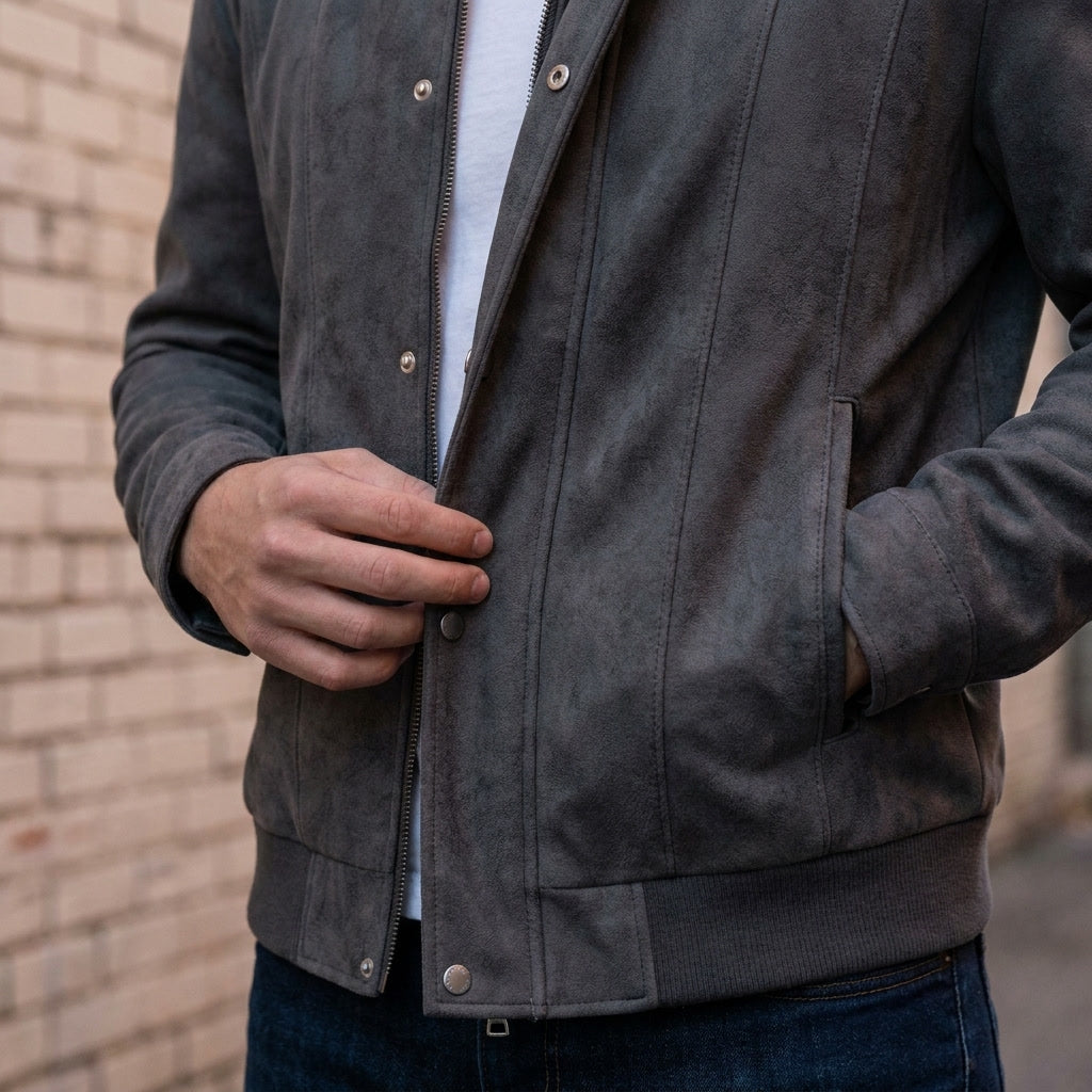 Pánská bomber bunda zipová s elastickým límcem a manžetami