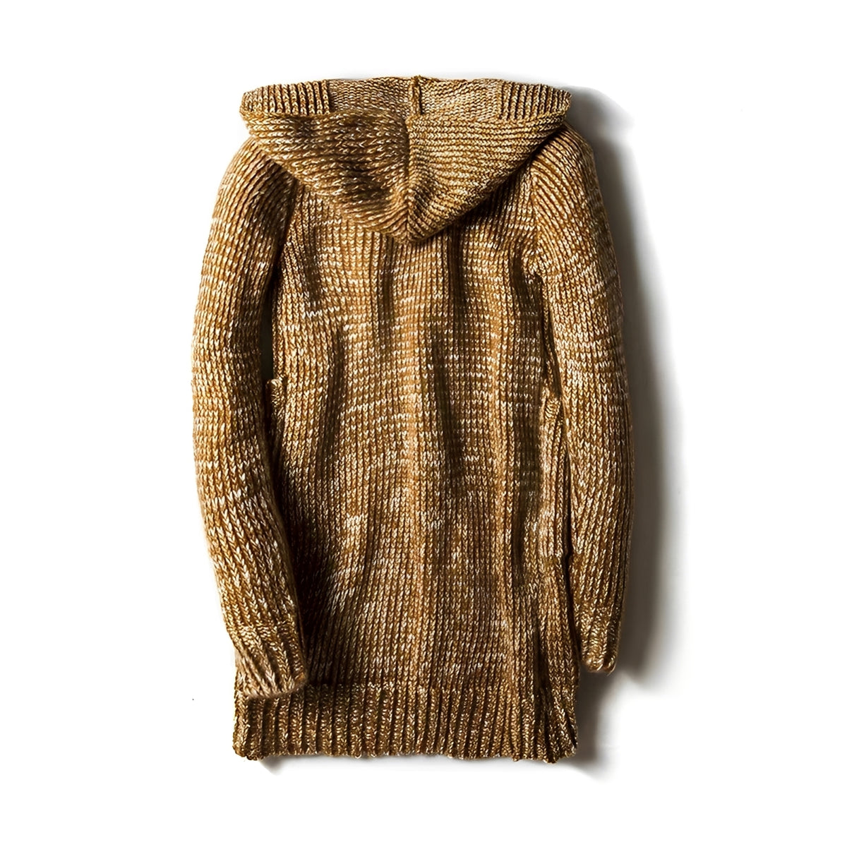 Pánský cardigan s kapucí, zapínáním na knoflíky a bočními kapsami