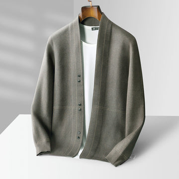 Pánský cardigan s knoflíkovou zapínáním a kontrastními švy - regular fit