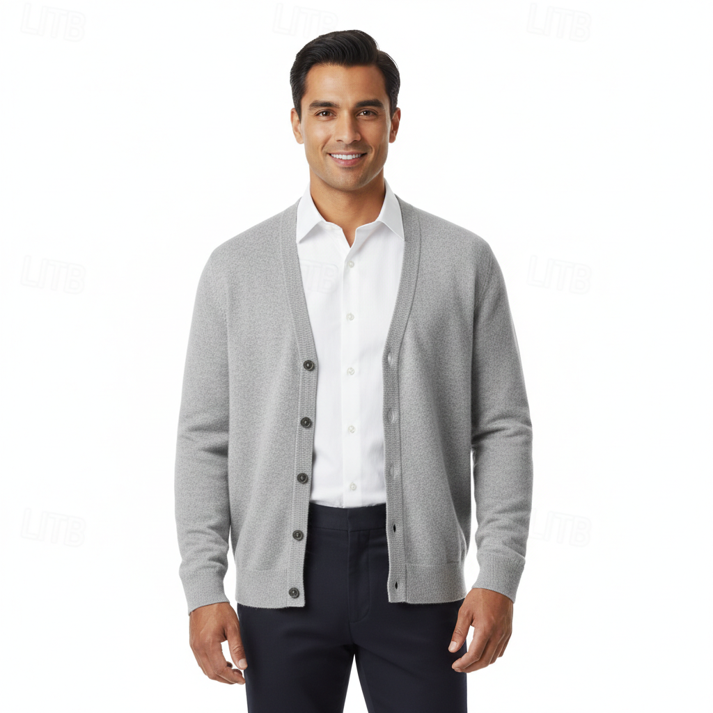 Pánský cardigan s výstřihem do V, knoflíky a pravidelným střihem