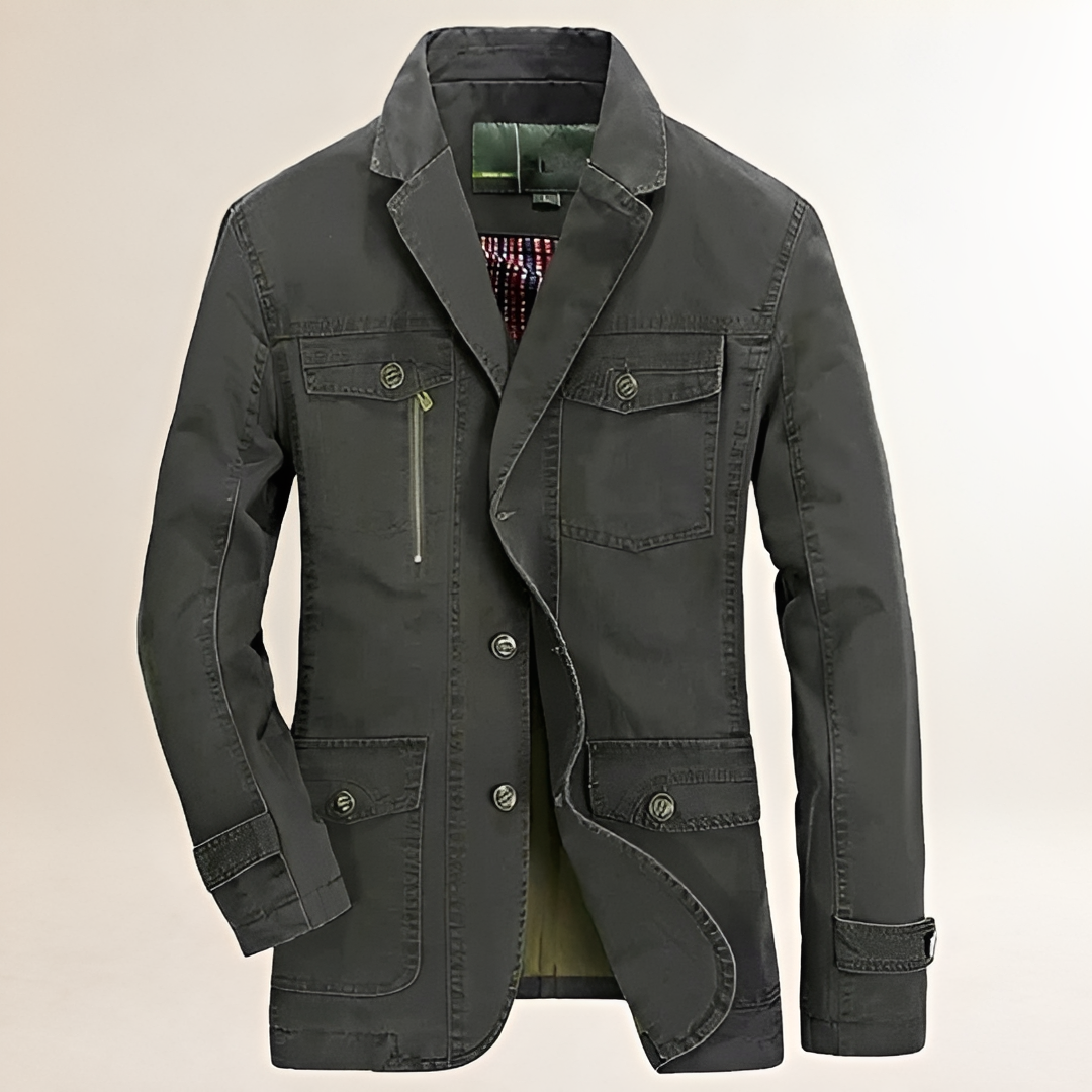 Pánský casual blazer s více kapsami a knoflíkovou légou - regular střih