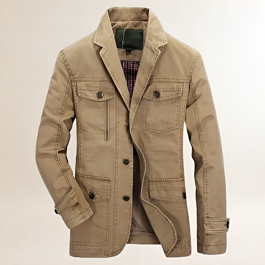 Pánský casual blazer s více kapsami a knoflíkovou légou - regular střih
