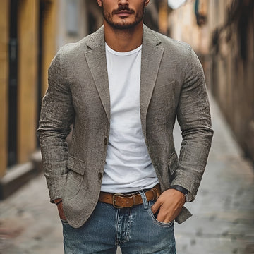 Pánská casual sako s klopami na zapínání na dva knoflíky slim střih