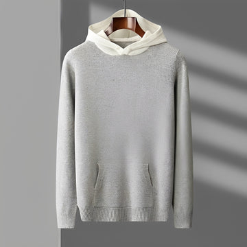 Pánská mikina hoodie s knoflíkovým zapínáním a kontrastním límcem - regular střih