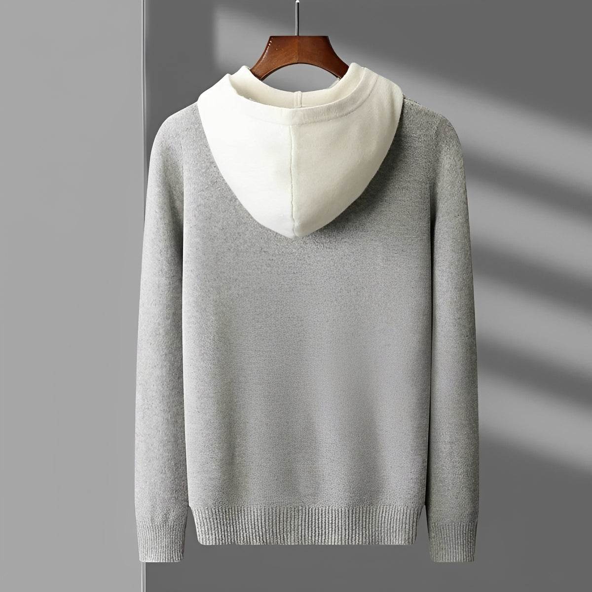 Pánská mikina hoodie s knoflíkovým zapínáním a kontrastním límcem - regular střih