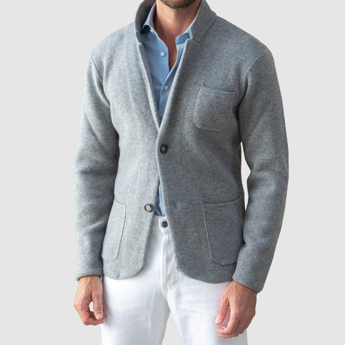 Pánské sako s dvěma knoflíky a patch kapsami - regular fit
