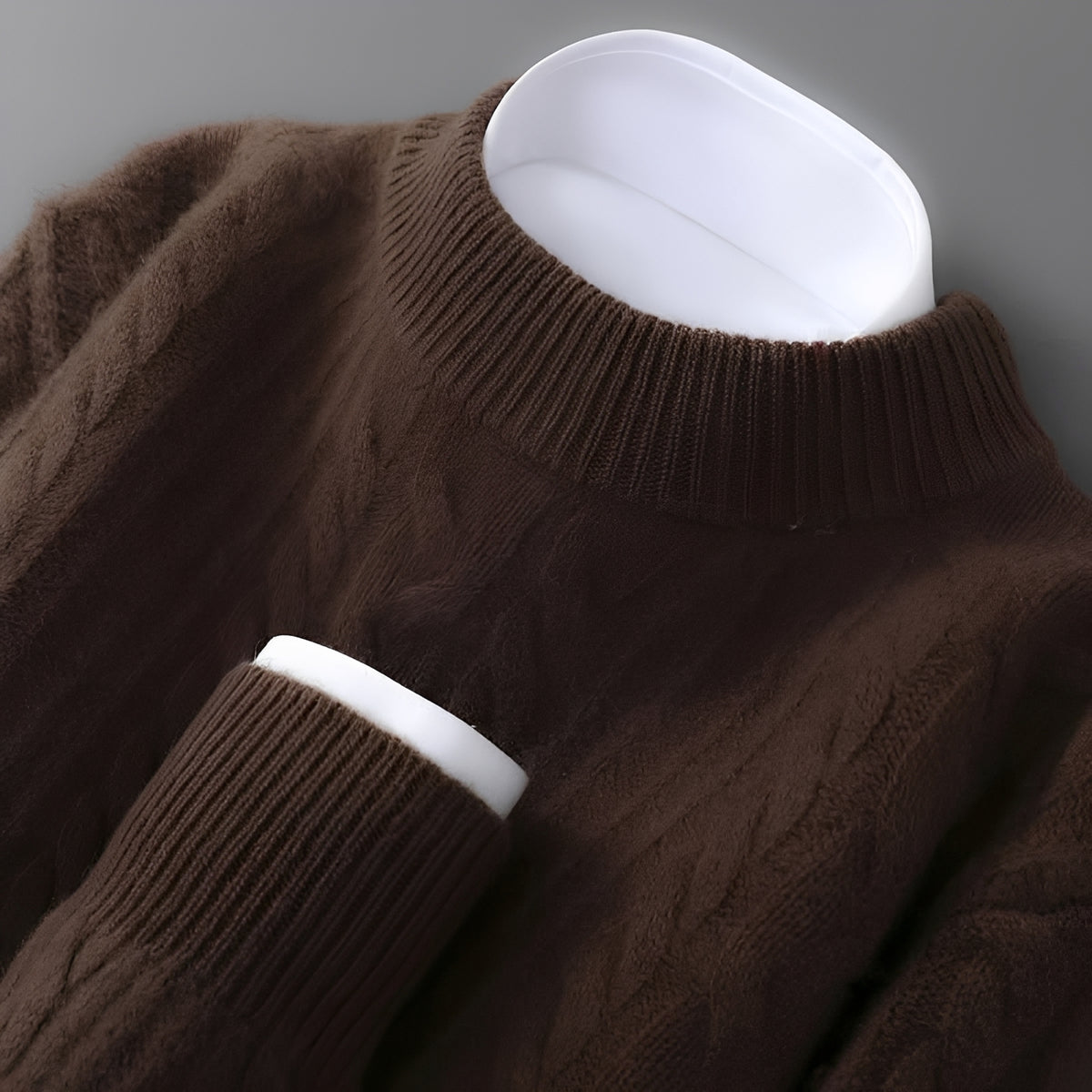 Pánský svetr s kulatým výstřihem - měkký texturovaný design, dlouhé rukávy