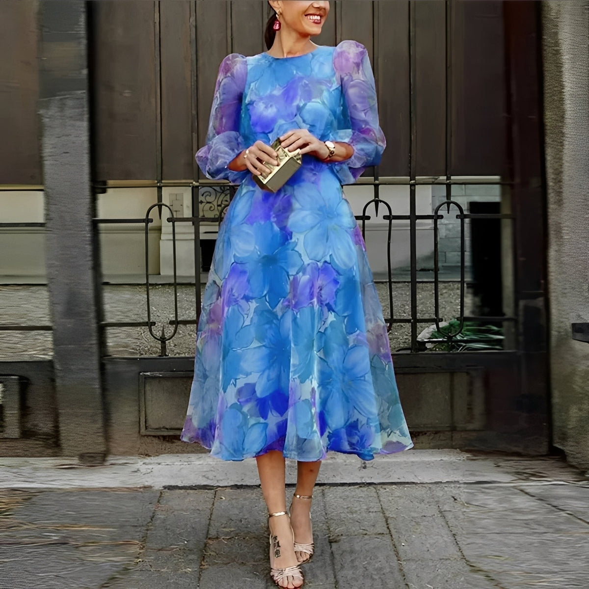Shelley - Stylové midi šaty s květinovým vzorem pro ženy