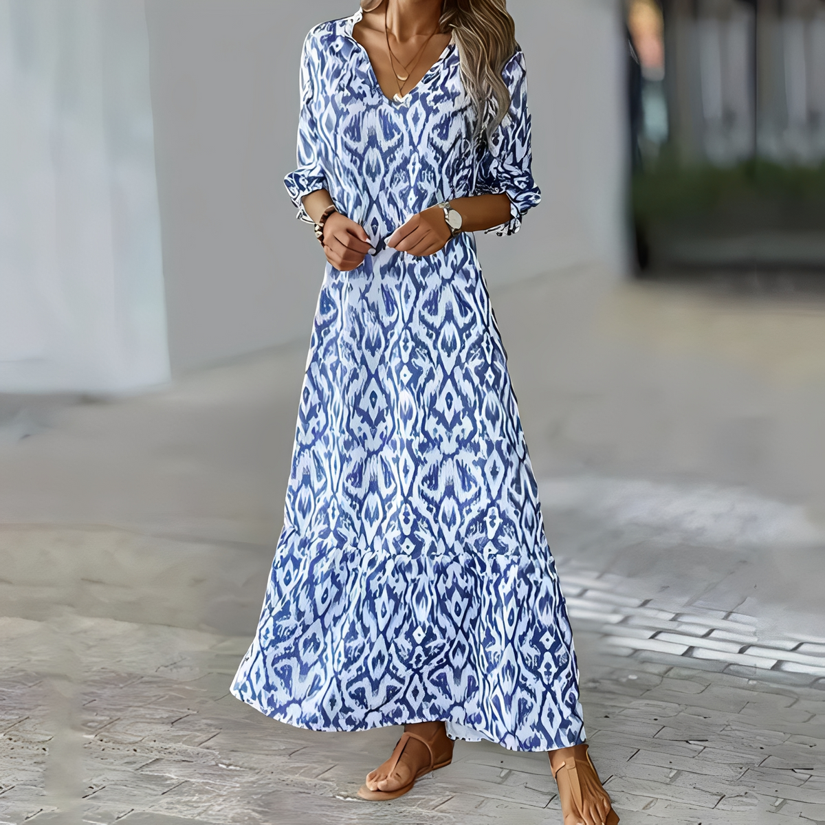 Zaynab - Stylové letní šaty s V výstřihem pro ženy