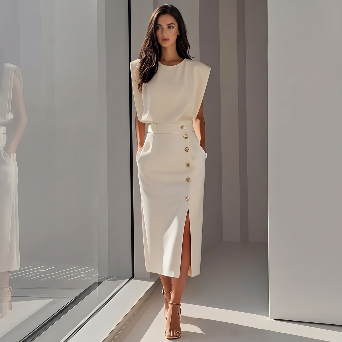 Daniela - Elegantní midi šaty s rozparkem