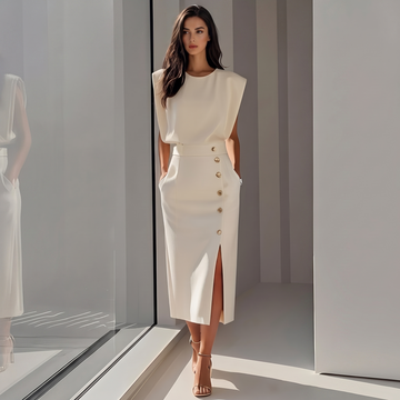 Daniela - Elegantní midi šaty s rozparkem